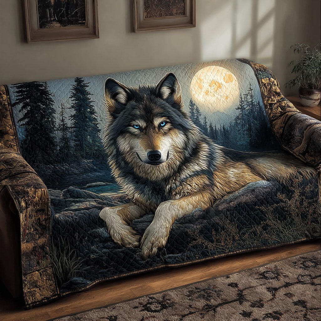 Gesteppter Sofabezug – mit Wolf