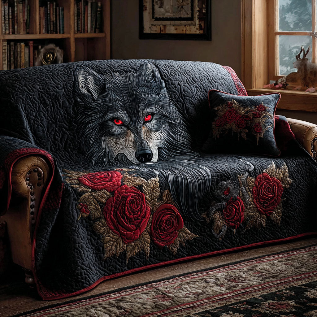 Gesteppter Sofabezug – mit Wolf