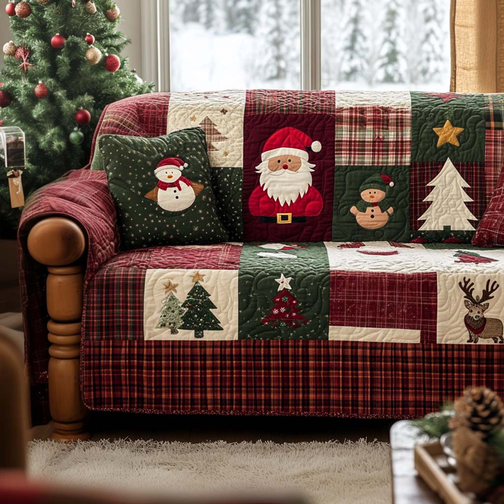Gesteppter Sofabezug – mit Weihnachtsmotiv