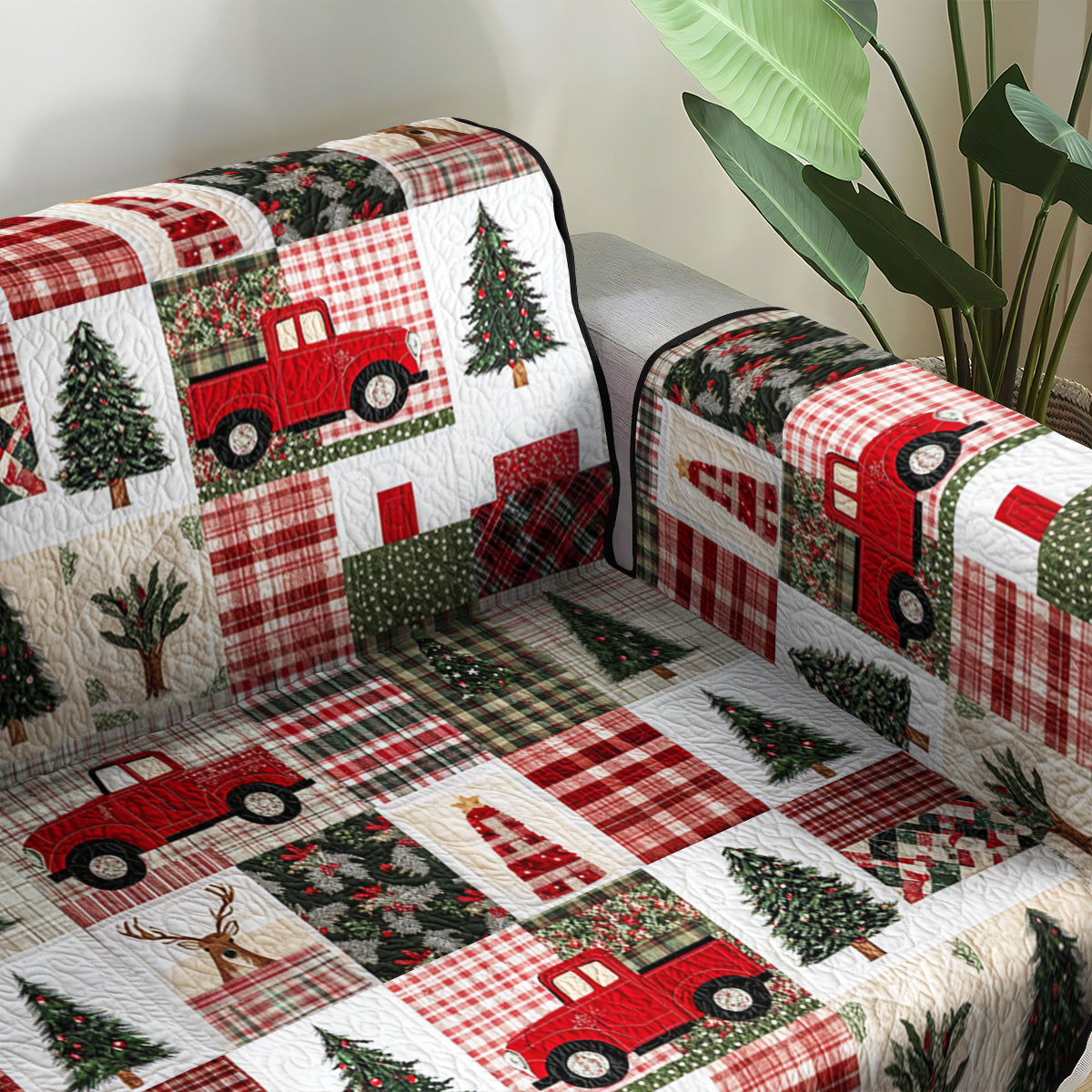 Gesteppter Sofabezug – mit Weihnachtsmotiv