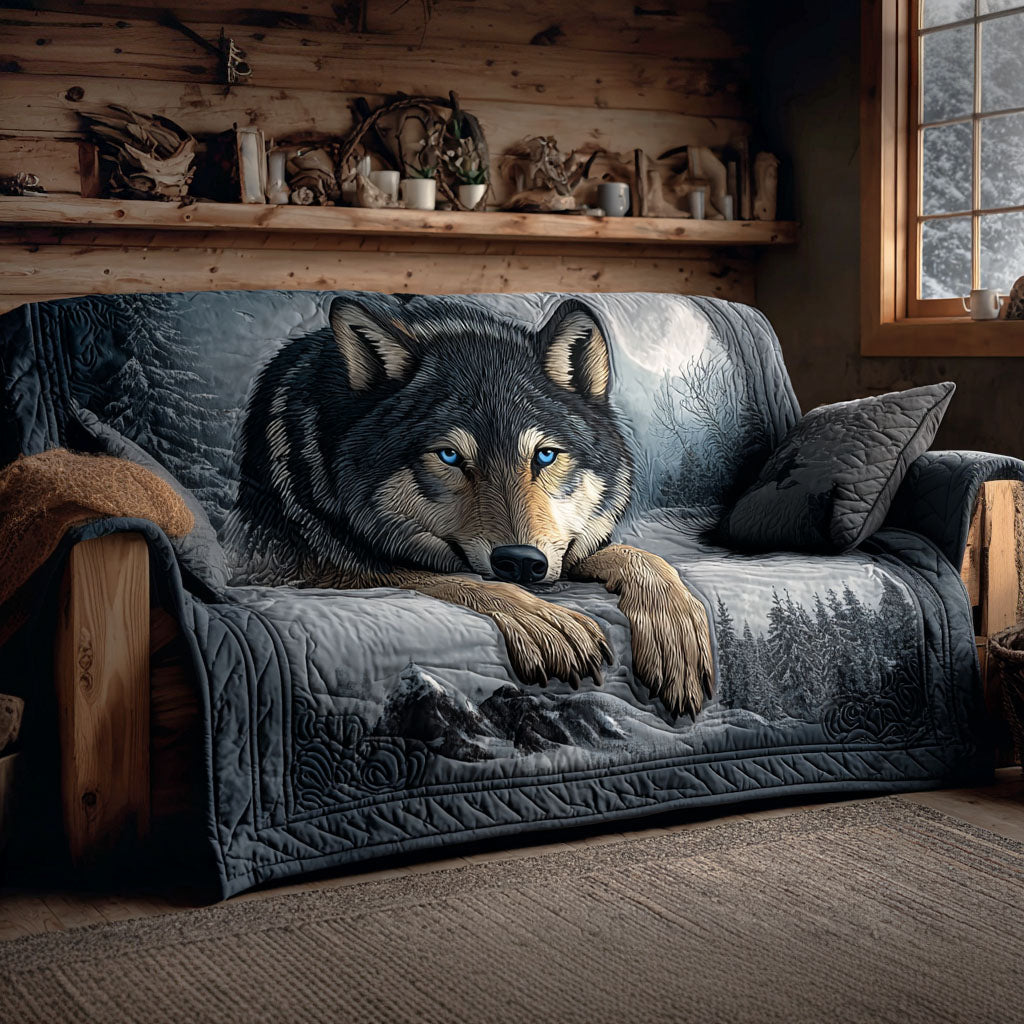 Gesteppter Sofabezug – mit Wolf