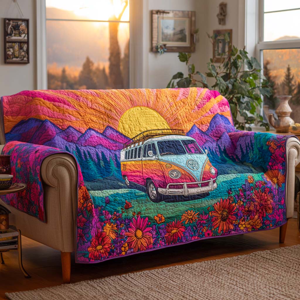Gesteppter Sofabezug – im Hippie-Stil