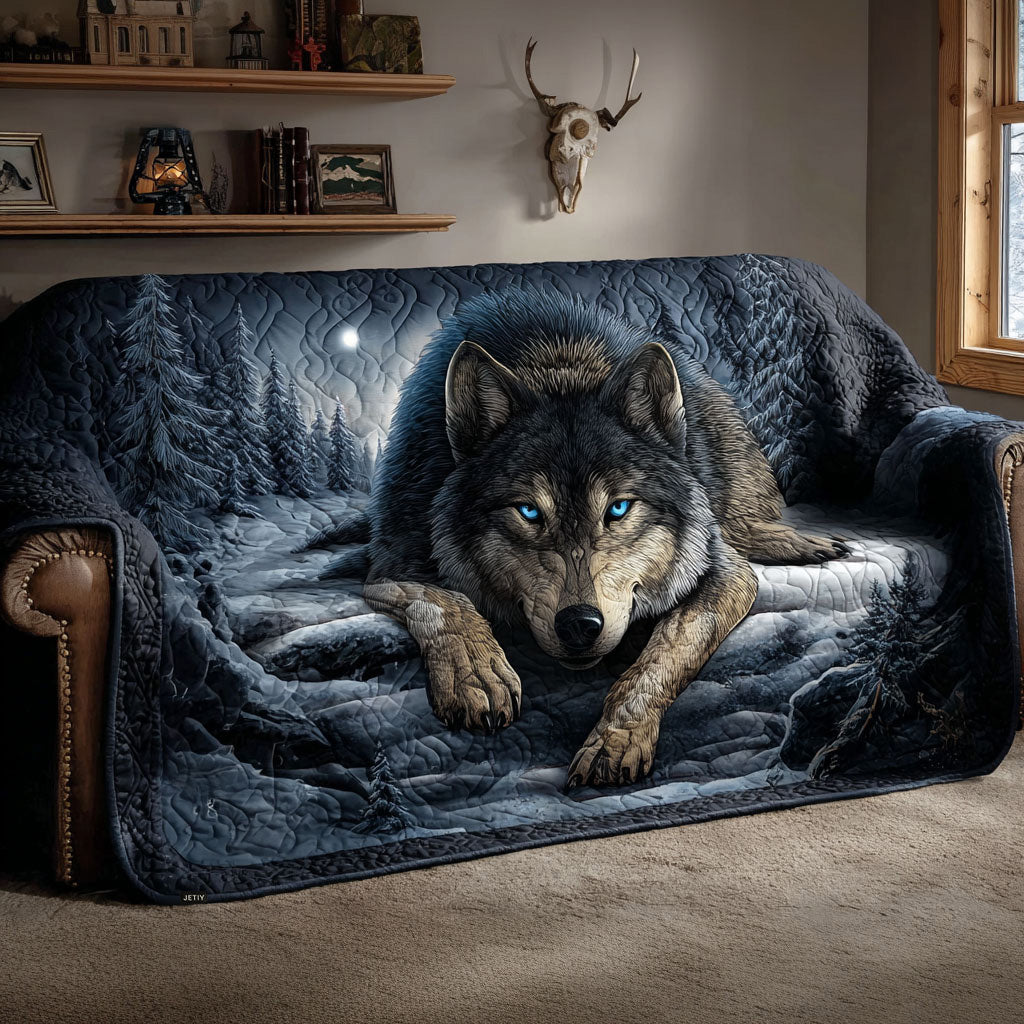 Gesteppter Sofabezug – mit Wolf